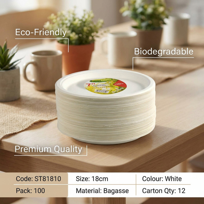 Biodegradeable Bagasse Plates Recyclable 7 BAGASSE DISPOSABLE image
