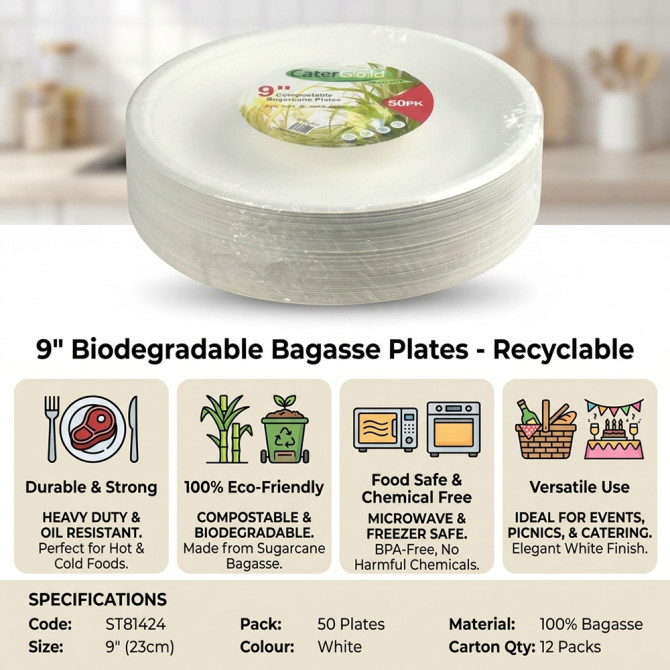 Biodegradeable Bagasse Plates Recyclable 9
