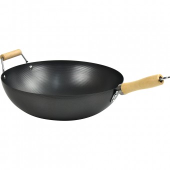 Non Stick Carbon Steel Wok With Long Handles 34cm