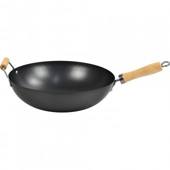 Non Stick Carbon Steel Wok WithLong Handles 32cm