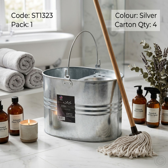 Galvanised Metal Mop Bucket 15l image