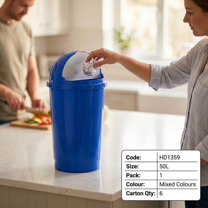 HDR Bullet Bin With Sliding Lid for Waste, Rubbish, Paper Bin 50L BINS & BUCKETS image