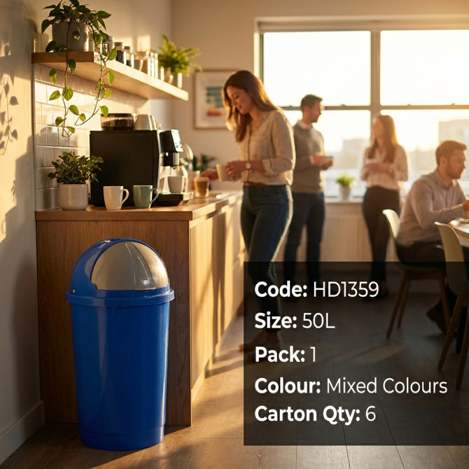 HDR Bullet Bin With Sliding Lid for Waste, Rubbish, Paper Bin 50L BINS & BUCKETS image
