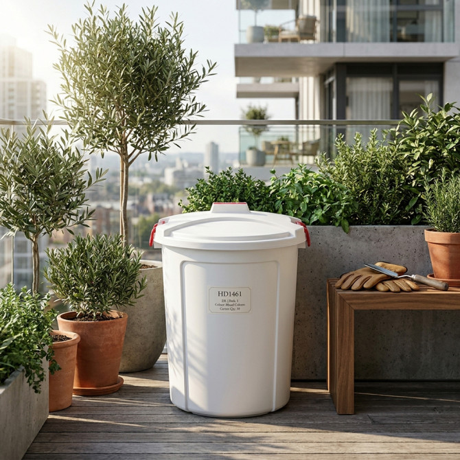 Heavy Duty Plastic Garden Waste Bin With Locking Lid 23L BINS & BUCKETS image