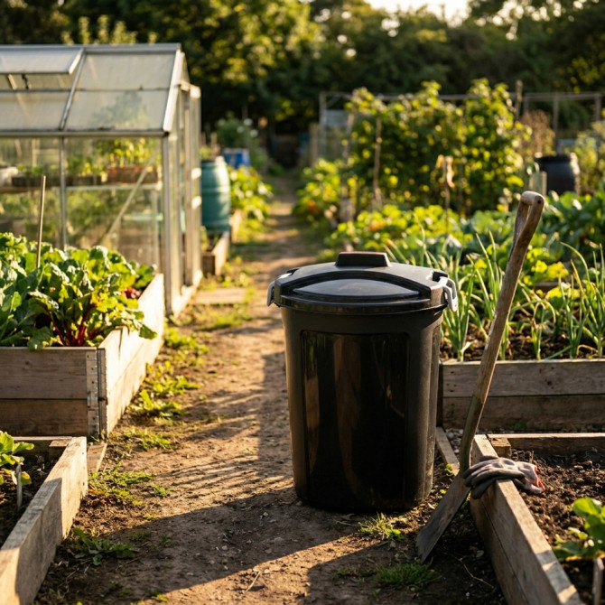 Heavy Duty Plastic Garden Waste Bin With Locking Lid 46L BINS & BUCKETS image