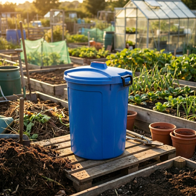 Heavy Duty Plastic Garden Waste Bin With Locking Lid 75L BINS & BUCKETS image