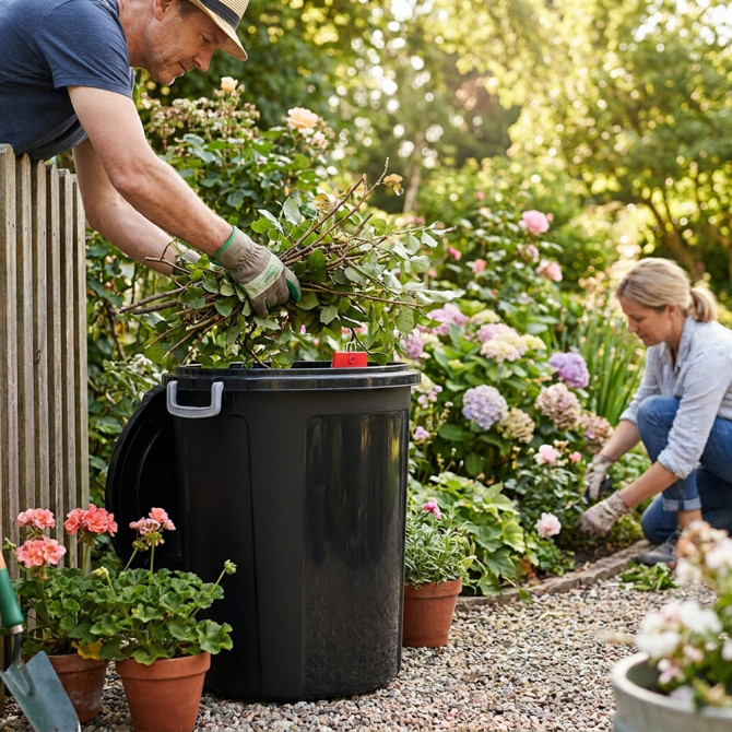 Heavy Duty Plastic Garden Waste Bin With Locking Lid 75L BINS & BUCKETS image