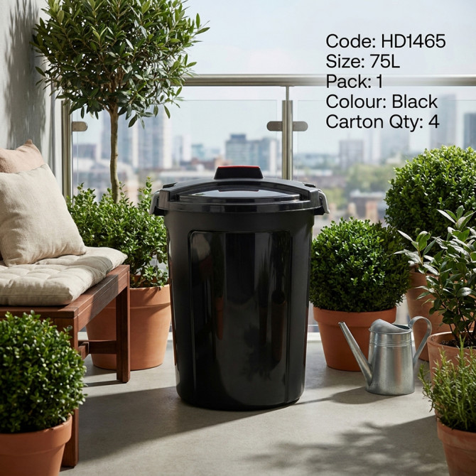 Heavy Duty Plastic Garden Waste Bin With Locking Lid 75L BINS & BUCKETS image