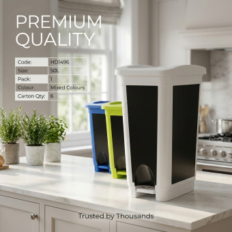 Pedal Bin Recycle & Trash Can 50L