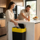 Plastic Recyling Bin With Double Swing Lid 35L With Yellow Lid image