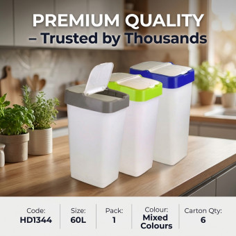 Plastic Recyling Bin With Double Swing Lid  60L
