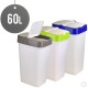 Plastic Recyling Bin With Double Swing Lid 60L BINS & BUCKETS image