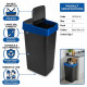 Plastic Recyling Bin With Double Swing Lid 60L With Blue Lid image