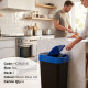 Plastic Recyling Bin With Double Swing Lid 60L With Blue Lid image