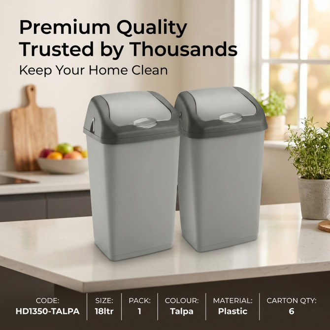Plastic Swing Bin 18L for Home & Kitchen Rubbish Bins & Buckets image