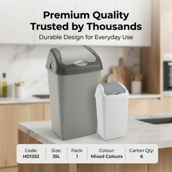 Plastic Swing Bin 35L for Home & Kitchen Rubbish