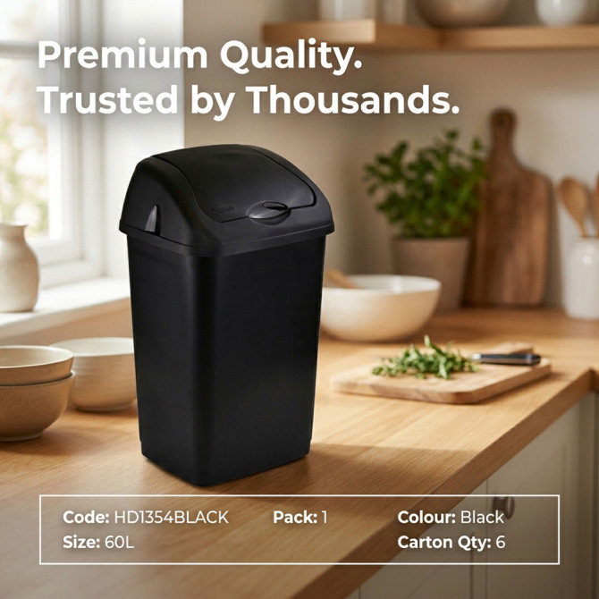 Plastic Swing Bin 60L for Home & Kitchen Rubbish BINS & BUCKETS image