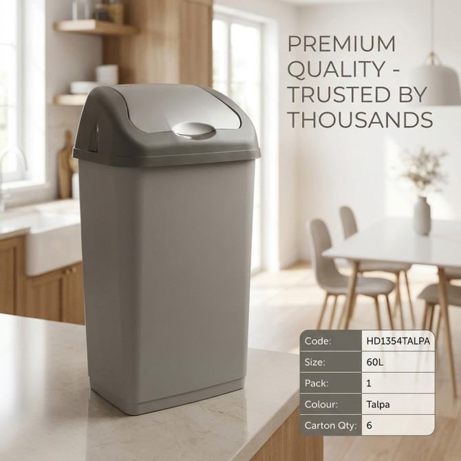 Plastic Swing Bin 60L for Home & Kitchen Rubbish BINS & BUCKETS image