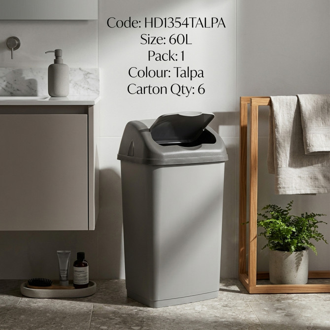 Plastic Swing Bin 60L for Home & Kitchen Rubbish BINS & BUCKETS image