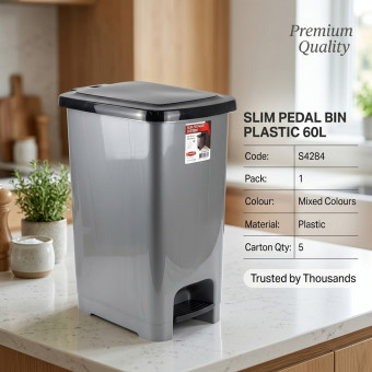 Slim Pedal Bin Plastic 60L