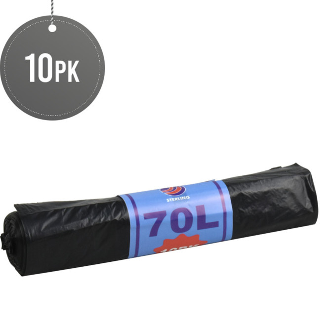 Heavy Duty Refuse Sacks Bin Bags/Liners 70L 10pack (66x83cm) CLEANING PRODUCTS image