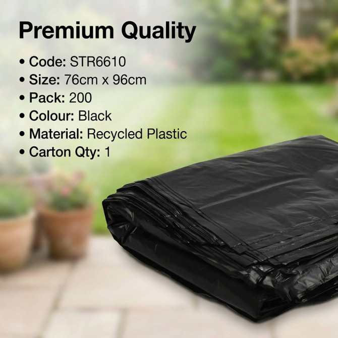 Bin Liner Heavy Duty Refuse Sacks Bin Bags Liners 90L 200 pack (76x96cm) FLAT PACK CLEANING PRODUCTS, CLEANING PRODUCTS image