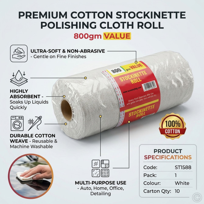 Cotton Stockinette Roll Polishing Cloth 800gm image