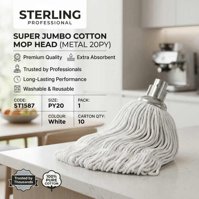 Super Jumbo Cotton Mop Head Metal 20PY CLEANING PRODUCTS, CLEANING PRODUCTS image