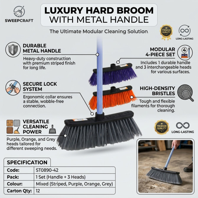 Luxury Hard Broom With Metal Handle image