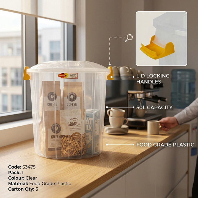 Food Storage Lock Bin Clear 50L COOKING TOOLS image