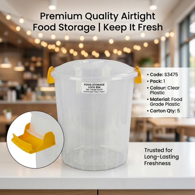 Food Storage Lock Bin Clear 50L COOKING TOOLS image