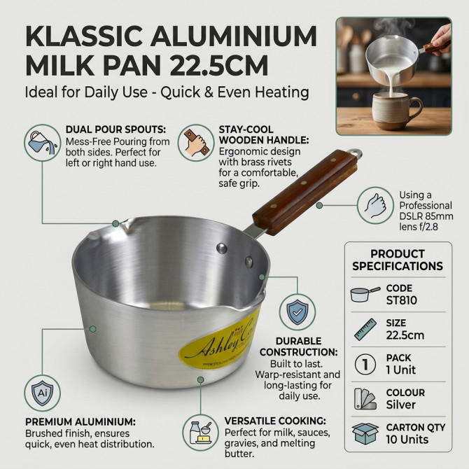 Klassic Aluminium Milk Pan 22.5cm image