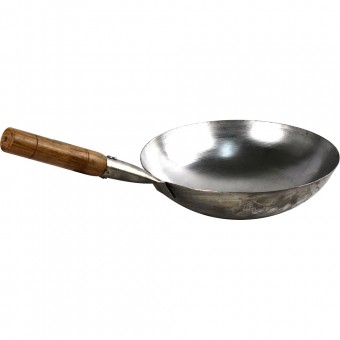 MS Stir Fry Wok With Wooden Handle 34CM MS Stir Fry Wok With Wooden Handle 34CM