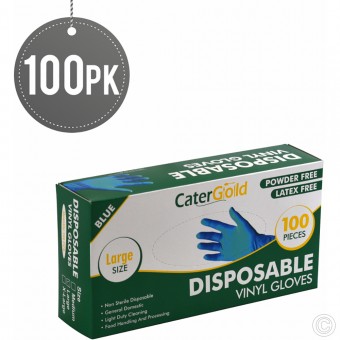 Disposable Vinyl Gloves 100pack L Blue