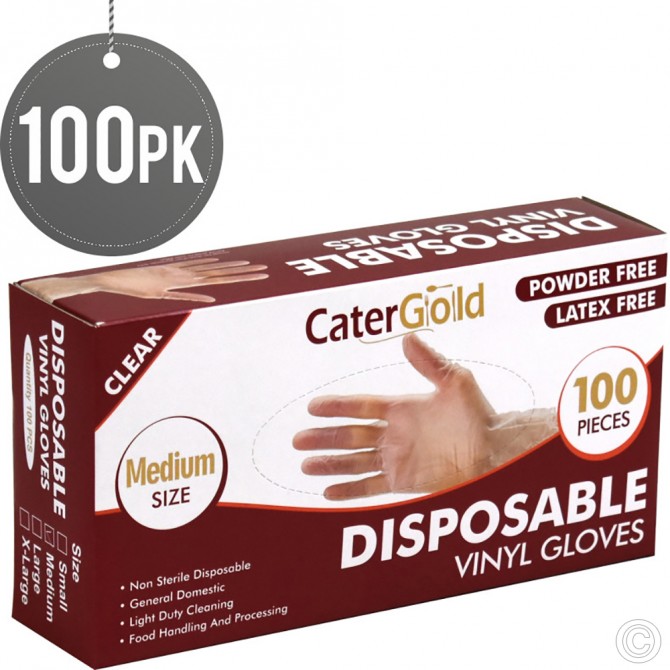 Disposable Vinyl Gloves 100pack Medium Clear DISPOSABLE PPE, DISPOSABLES image