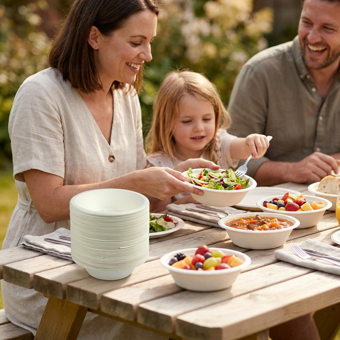 Biodegradeable Bagasse Bowls Recyclable 12oz 100 Pack DISPOSABLES, BAGASSE DISPOSABLE image
