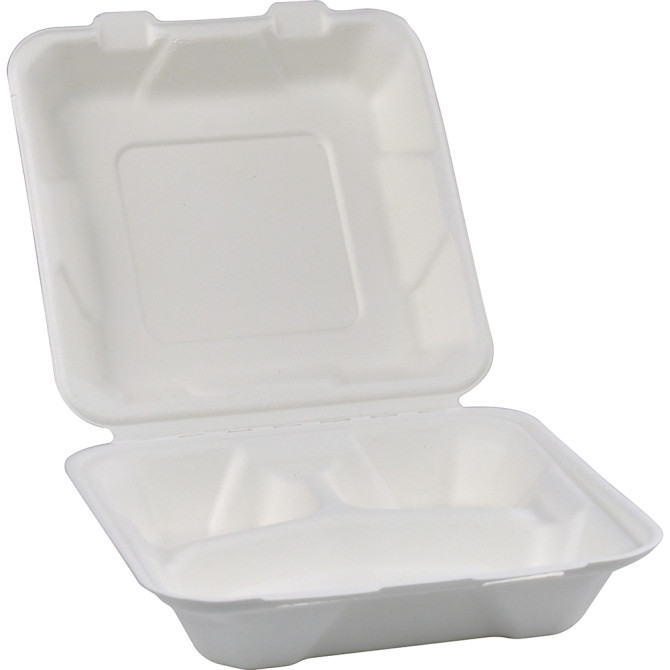 HorecaGold Sugarcane Clamshell 3CP Meal Box 8 image