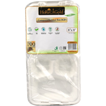 HorecaGold Sugarcane Clamshell 3CP Meal Box 8