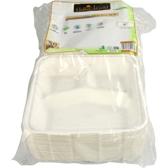 HorecaGold Sugarcane Clamshell 3CP Meal Box 9