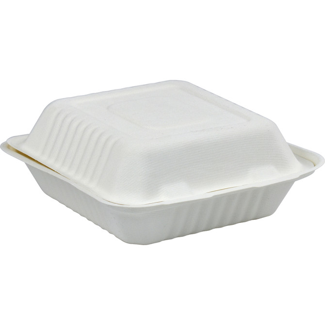 HorecaGold Sugarcane Clamshell Meal Box 8 DISPOSABLES, BAGASSE DISPOSABLE image
