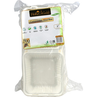 HorecaGold Sugarcane Clamshell Meal Box 8