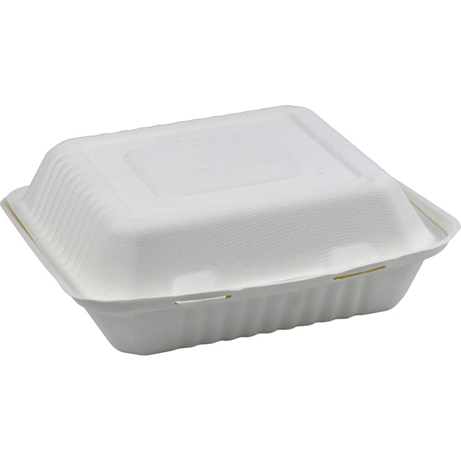 HorecaGold Sugarcane Clamshell Meal Box 9 DISPOSABLES, BAGASSE DISPOSABLE image