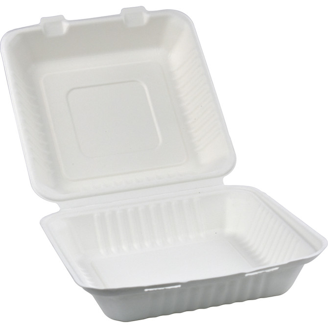 HorecaGold Sugarcane Clamshell Meal Box 9 DISPOSABLES, BAGASSE DISPOSABLE image