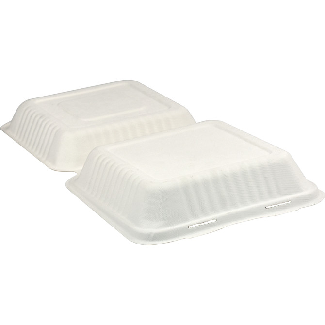 HorecaGold Sugarcane Clamshell Meal Box 9 DISPOSABLES, BAGASSE DISPOSABLE image