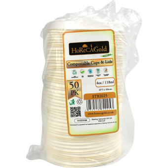 HorecaGold Sugarcane Portion Pot & Lid 4oz 50pk