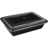 HorecaGold HD Rectangle Microwave Container W/Lids Black 1050ml 38oz 150pack