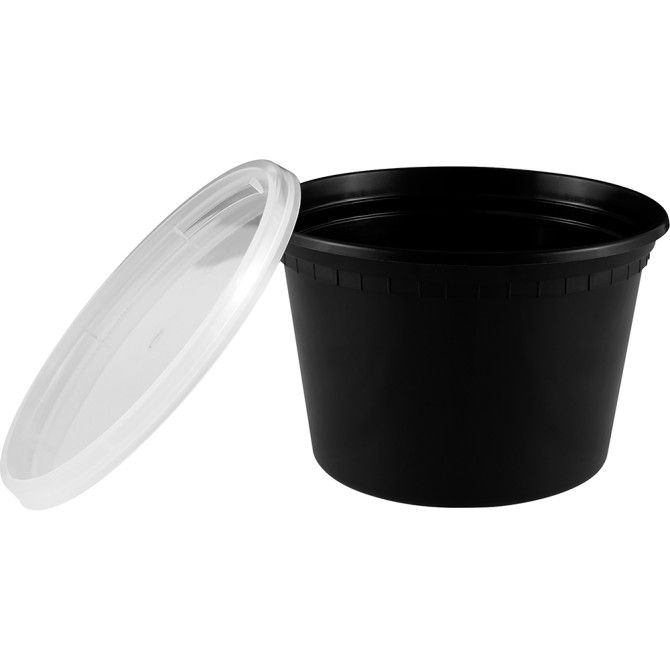 HorecaGold Heavy Duty Round Microwave Container Black 450ml 16oz 150pack image