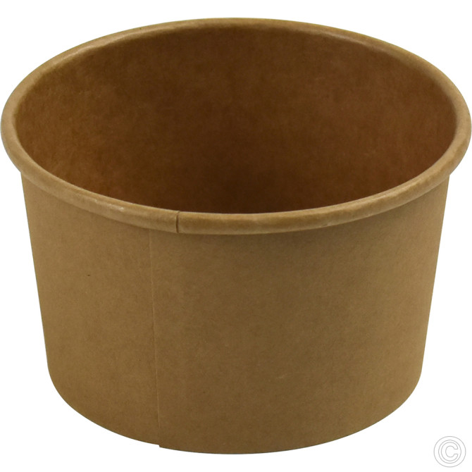HorecaGold Paper Soup Cup With Lid Kraft 25pk 227ml/8oz image