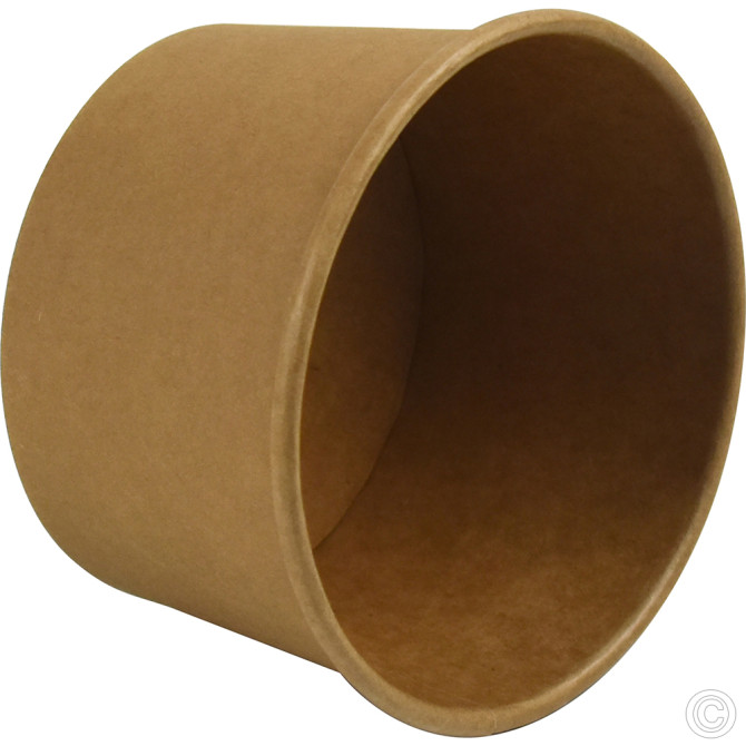 HorecaGold Paper Soup Cup With Lid Kraft 25pk 227ml/8oz image