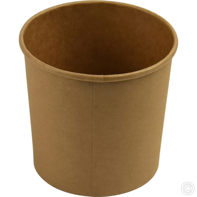HorecaGold Paper Soup Cup With Lid Kraft 25pk 795ml/28oz DISPOSABLES image